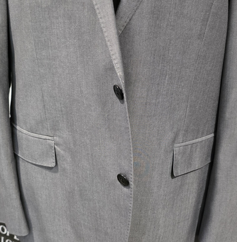 Gray Blazer with Black Buttons